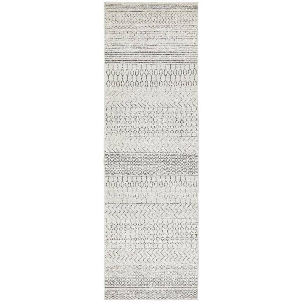 Kiruna 773 Silver Grey Cream Transitional Patterned Runner Rug - Rugs Of Beauty - 1