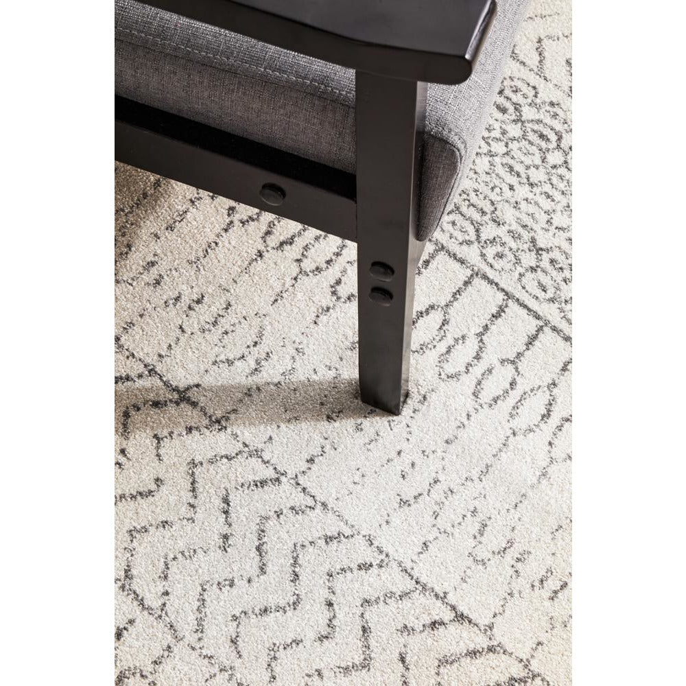 Kiruna 773 Silver Grey Cream Transitional Patterned Runner Rug - Rugs Of Beauty - 5