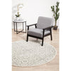 Kiruna 774 Silver Grey Cream Transitional Floral Trellis Patterned Round Rug - Rugs Of Beauty - 4