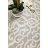 Kiruna 774 Silver Grey Cream Transitional Floral Trellis Patterned Round Rug - Rugs Of Beauty - 5