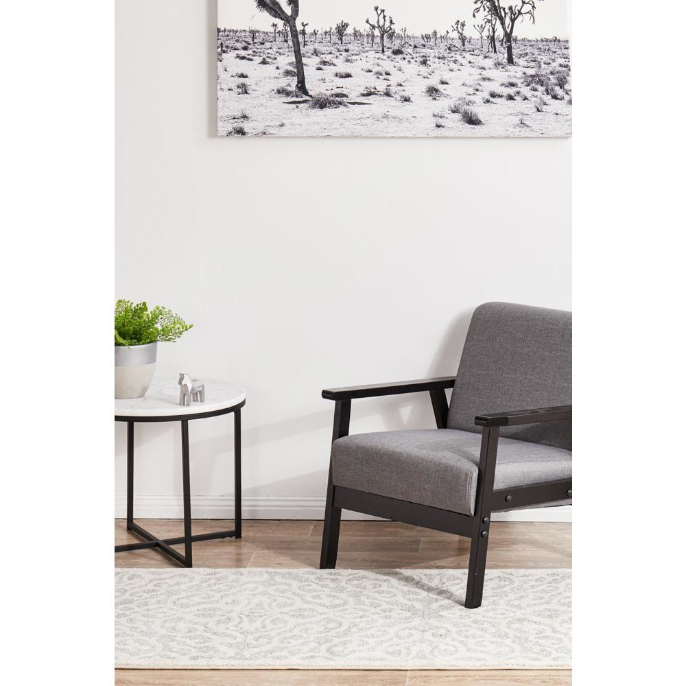 Kiruna 774 Silver Grey Cream Transitional Floral Trellis Patterned Runner Rug - Rugs Of Beauty - 4