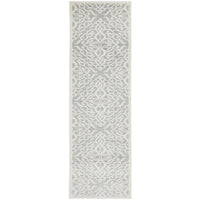 Kiruna 774 Silver Grey Cream Transitional Floral Trellis Patterned Runner Rug - Rugs Of Beauty - 1