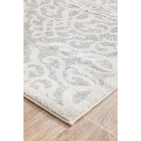 Kiruna 774 Silver Grey Cream Transitional Floral Trellis Patterned Runner Rug - Rugs Of Beauty - 6