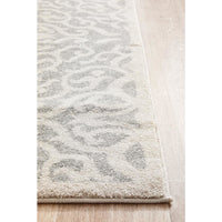 Kiruna 774 Silver Grey Cream Transitional Floral Trellis Patterned Runner Rug - Rugs Of Beauty - 7