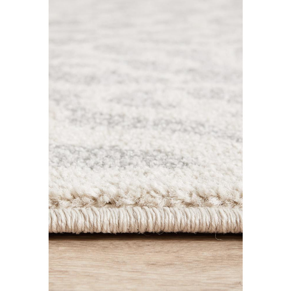 Kiruna 774 Silver Grey Cream Transitional Floral Trellis Patterned Runner Rug - Rugs Of Beauty - 8