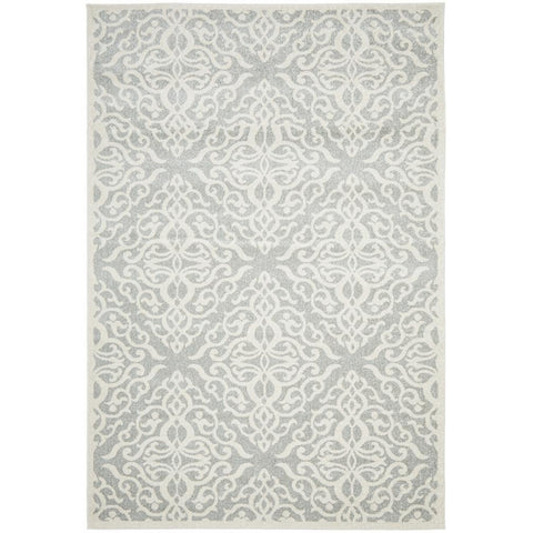 Kiruna 774 Silver Grey Cream Transitional Floral Trellis Patterned Rug - Rugs Of Beauty - 1