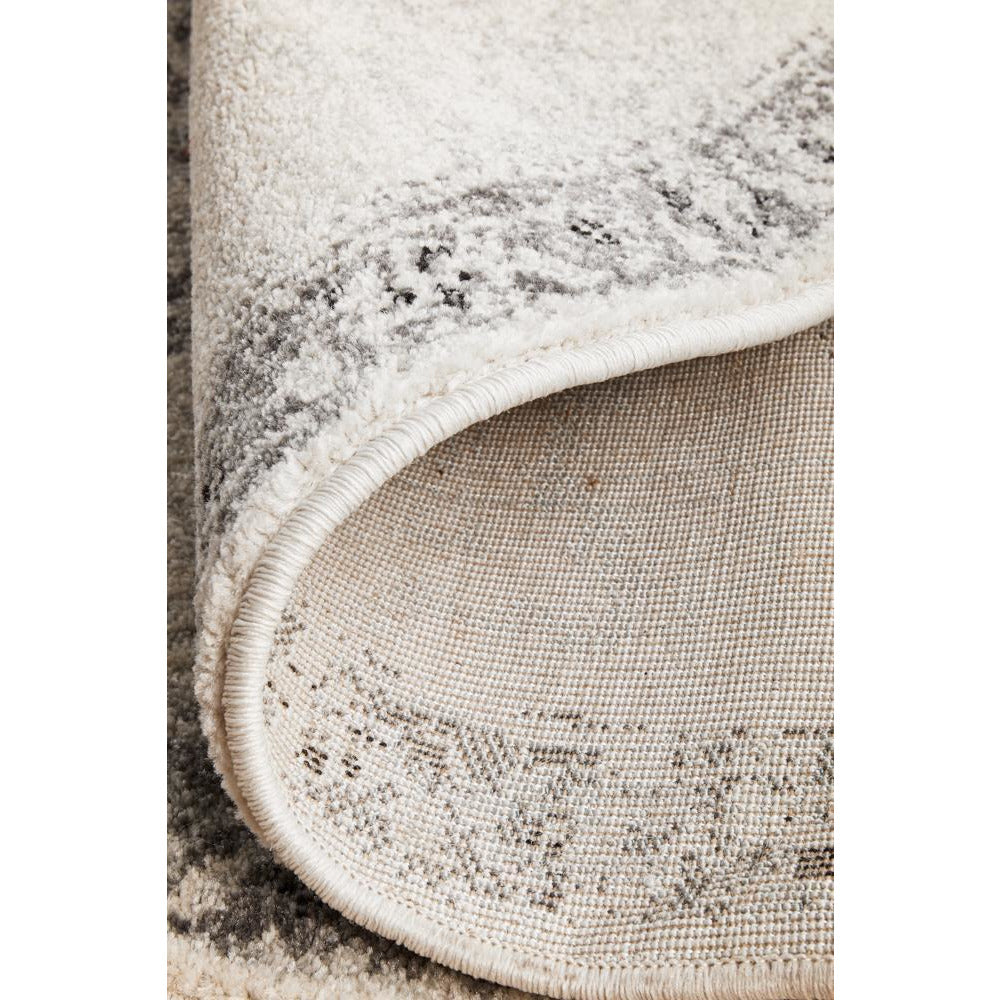 Kiruna 775 Silver Grey Cream Transitional Medallion Patterned Round Rug - Rugs Of Beauty - 9