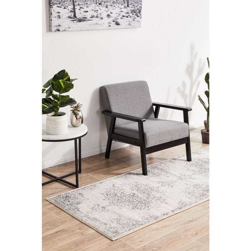 Kiruna 775 Silver Grey Cream Transitional Medallion Patterned Runner Rug - Rugs Of Beauty - 3