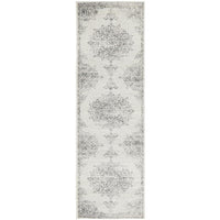 Kiruna 775 Silver Grey Cream Transitional Medallion Patterned Runner Rug - Rugs Of Beauty - 1