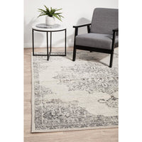 Kiruna 775 Silver Grey Cream Transitional Medallion Patterned Rug - Rugs Of Beauty - 2