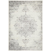 Kiruna 775 Silver Grey Cream Transitional Medallion Patterned Rug - Rugs Of Beauty - 1