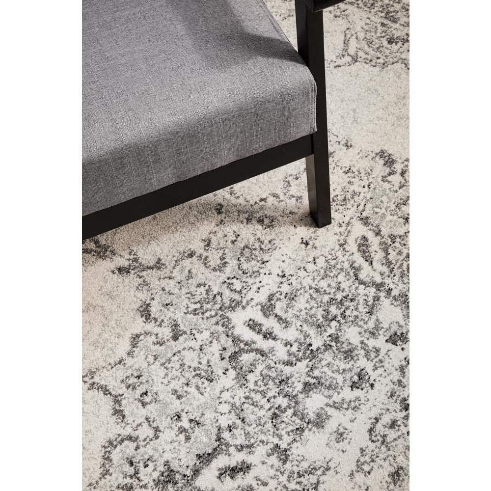 Kiruna 775 Silver Grey Cream Transitional Medallion Patterned Rug - Rugs Of Beauty - 5