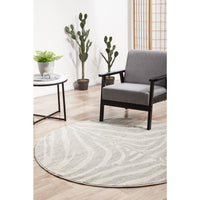 Kiruna 776 Silver Grey Cream Transitional Animal Patterned Round Rug - Rugs Of Beauty - 3