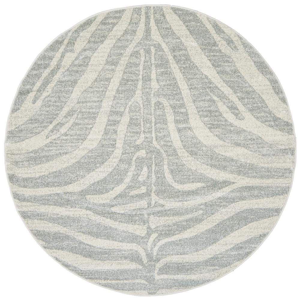 Kiruna 776 Silver Grey Cream Transitional Animal Patterned Round Rug - Rugs Of Beauty - 1