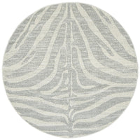 Kiruna 776 Silver Grey Cream Transitional Animal Patterned Round Rug - Rugs Of Beauty - 1