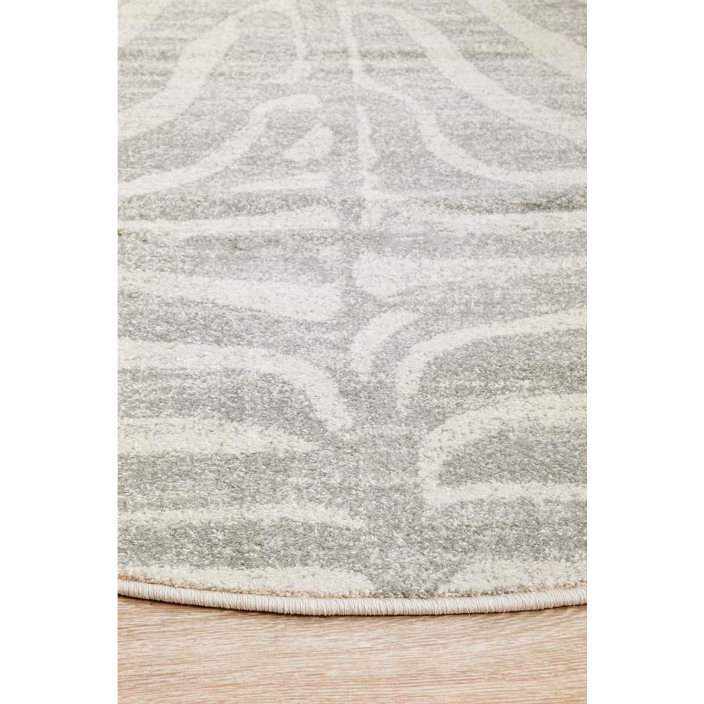 Kiruna 776 Silver Grey Cream Transitional Animal Patterned Round Rug - Rugs Of Beauty - 7