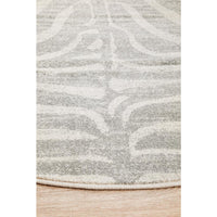 Kiruna 776 Silver Grey Cream Transitional Animal Patterned Round Rug - Rugs Of Beauty - 7