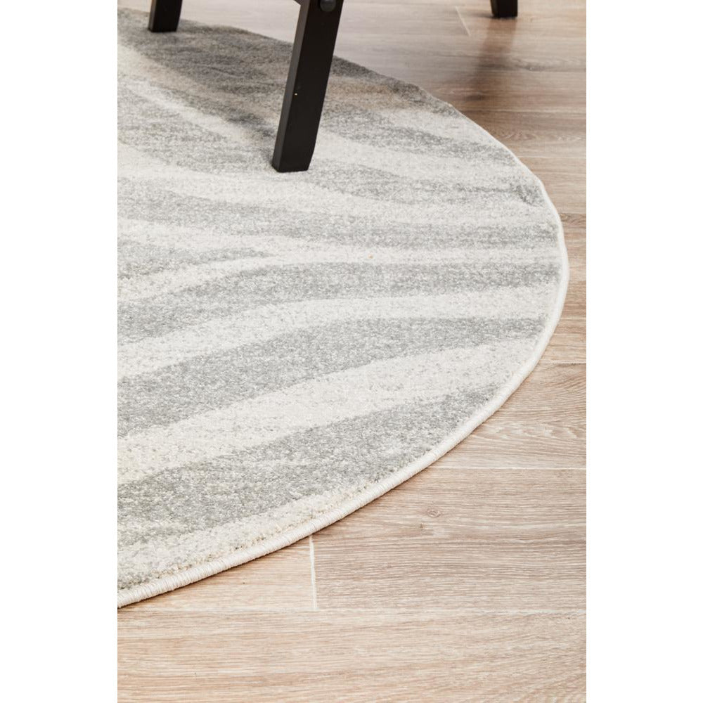 Kiruna 776 Silver Grey Cream Transitional Animal Patterned Round Rug - Rugs Of Beauty - 6