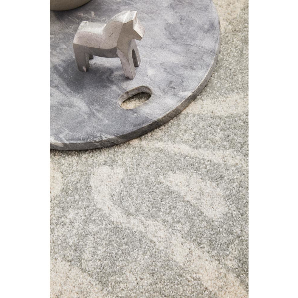Kiruna 776 Silver Grey Cream Transitional Animal Patterned Round Rug - Rugs Of Beauty - 5