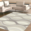 Caldwell Cream Thick Wave Abstract Patterned Modern Rug - 2