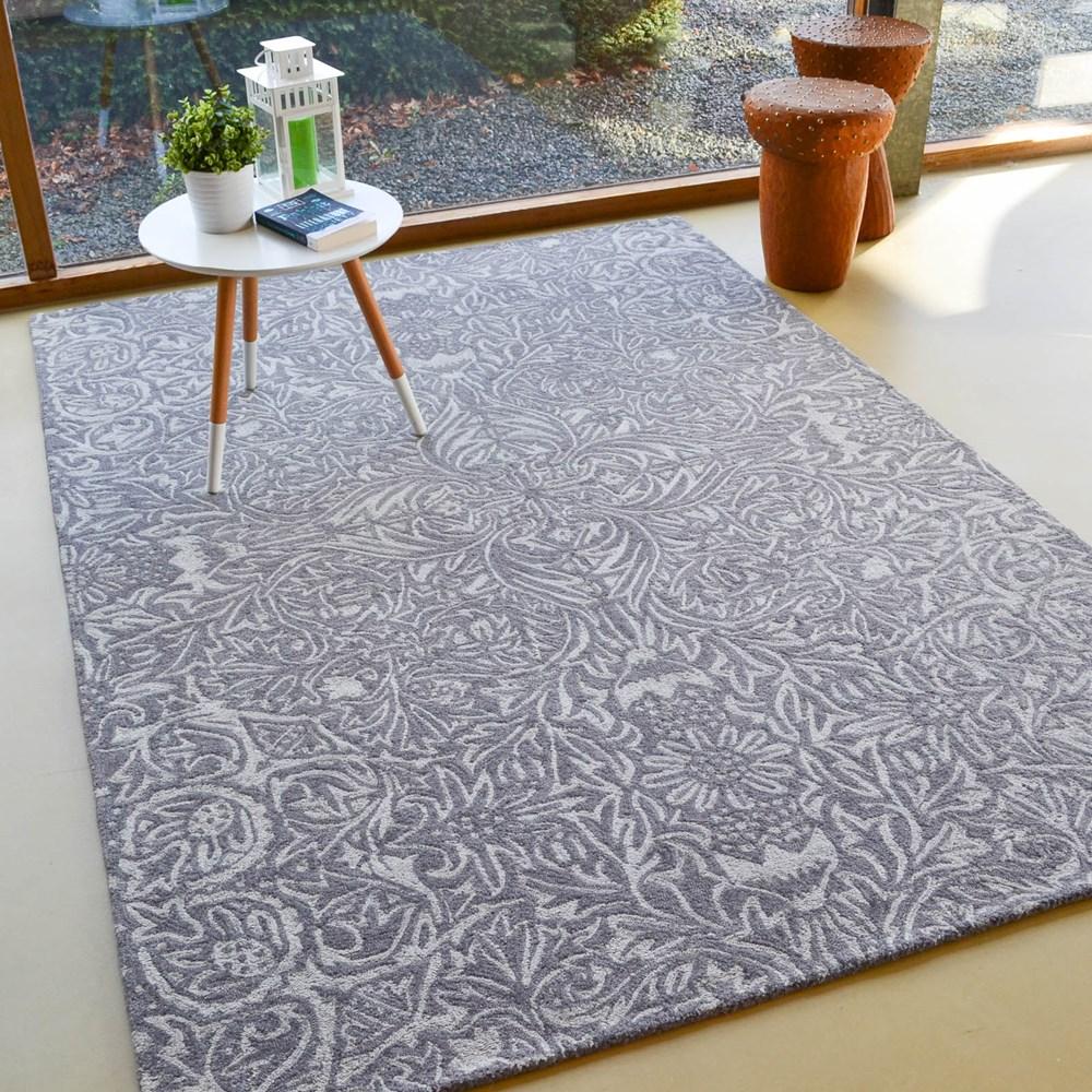 Morris & Co Ceiling Charcoal 28505 Designer Wool Viscose Rug - Rugs Of Beauty - 2