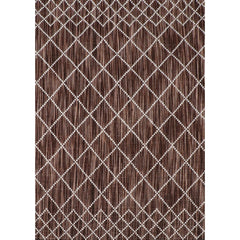 Manchester 3451 Chocolate Brown Cross Patterned Wool Rug - Rugs Of Beauty - 1