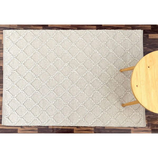 Agartha 2201 Wool Polyester Cream Trellis Rug - Rugs Of Beauty - 2