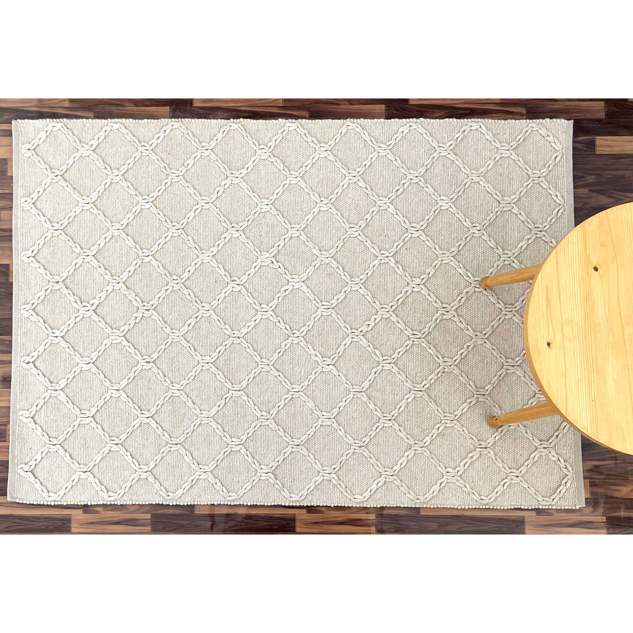 Agartha 2201 Wool Polyester Cream Trellis Rug - Rugs Of Beauty - 2
