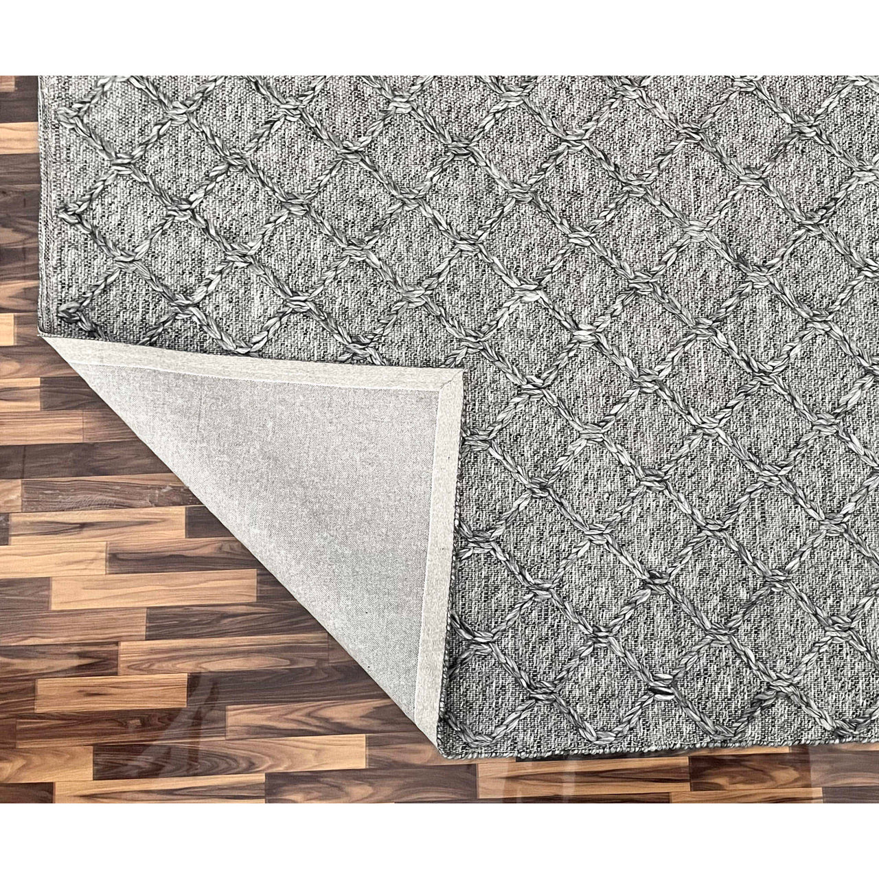 Agartha 2201 Wool Polyester Grey Trellis Rug - Rugs Of Beauty - 3