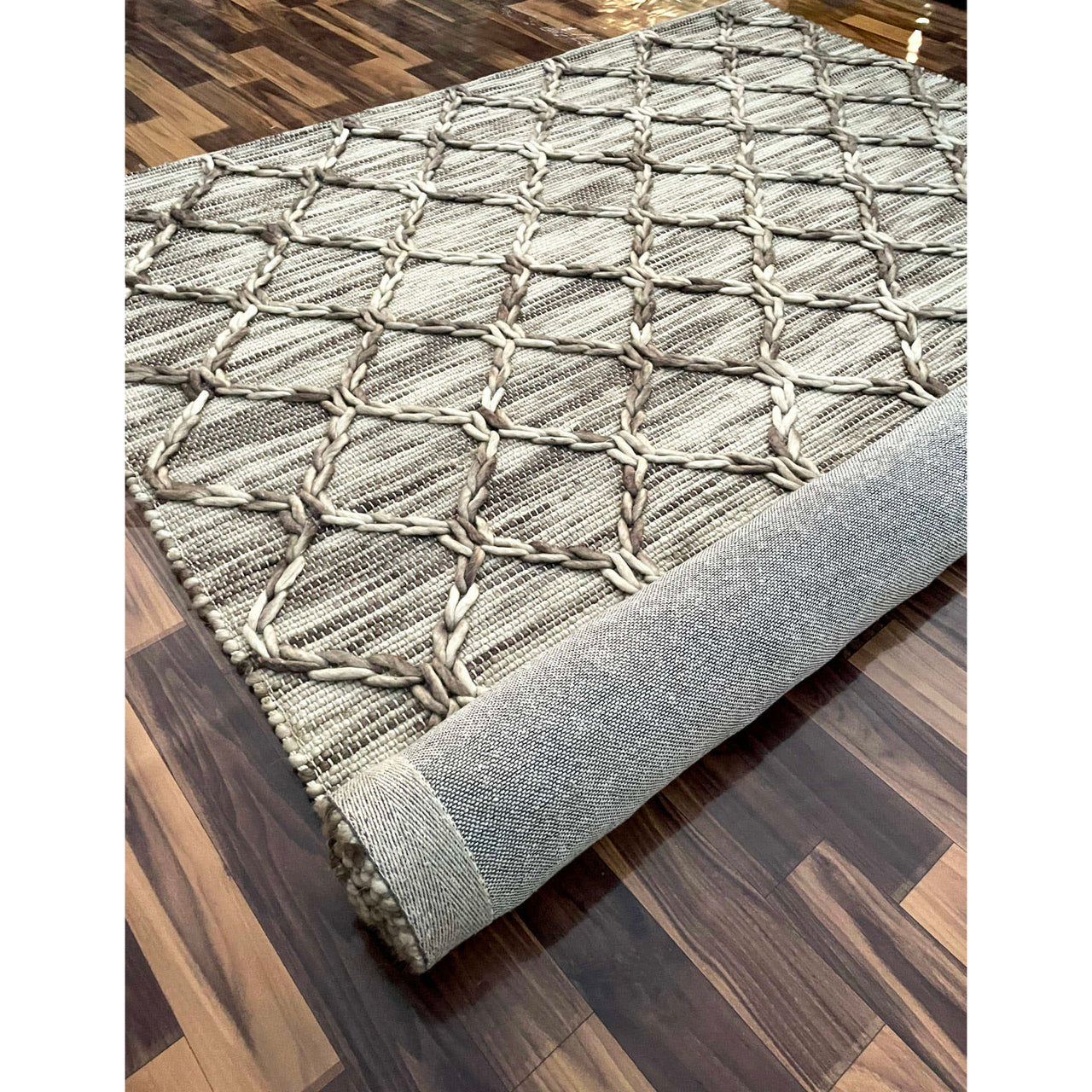 Agartha 2201 Wool Polyester Natural Trellis Rug - Rugs Of Beauty - 4