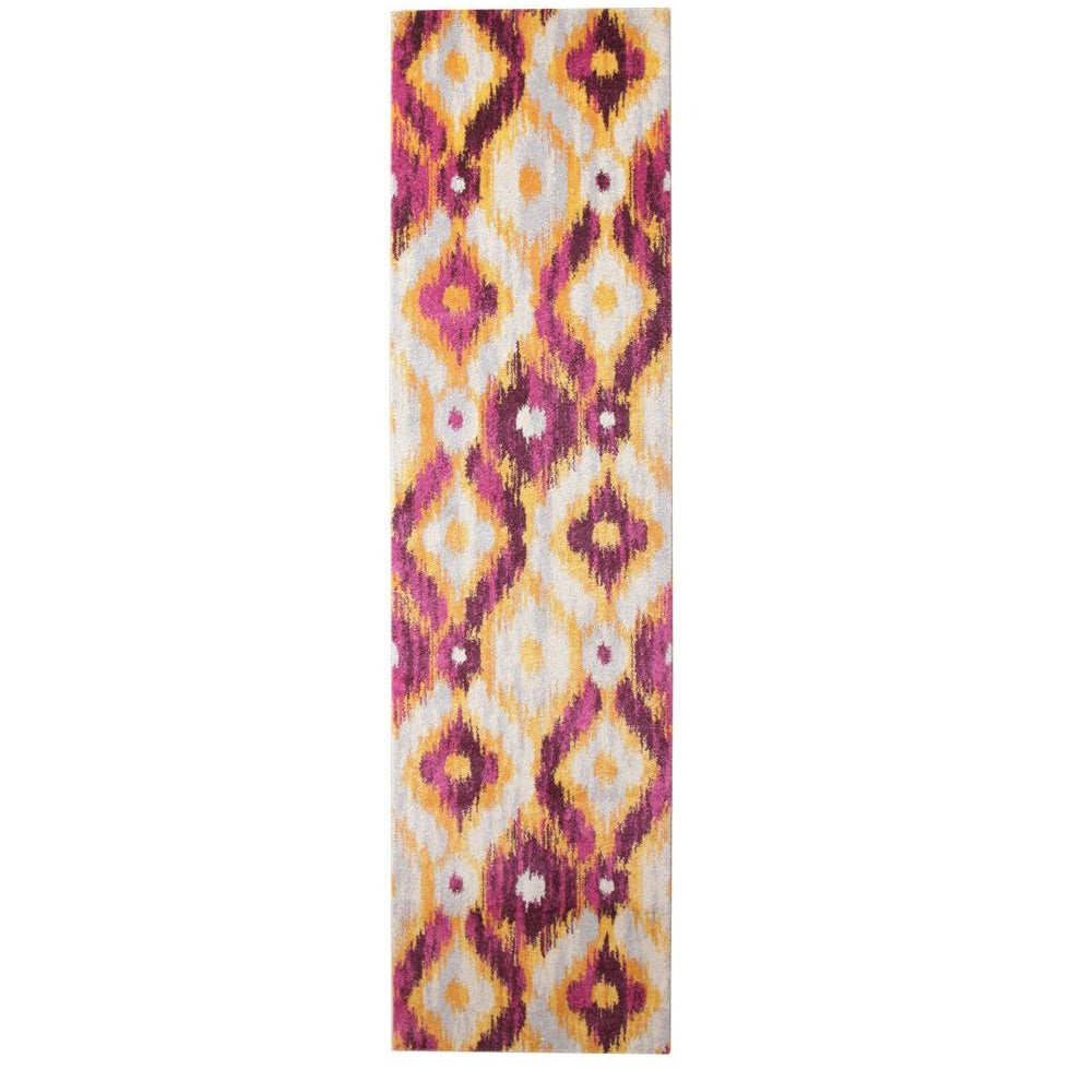 Lima Purple Gold White Abstract Geometric Patterned Modern Rug - Rugs Of Beauty - Runner