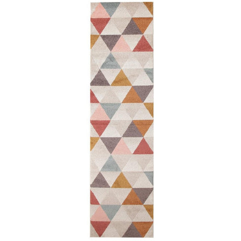 Lima Multi Coloured Triangle Geometric Patterned Modern Runner Rug - Rugs Of Beauty