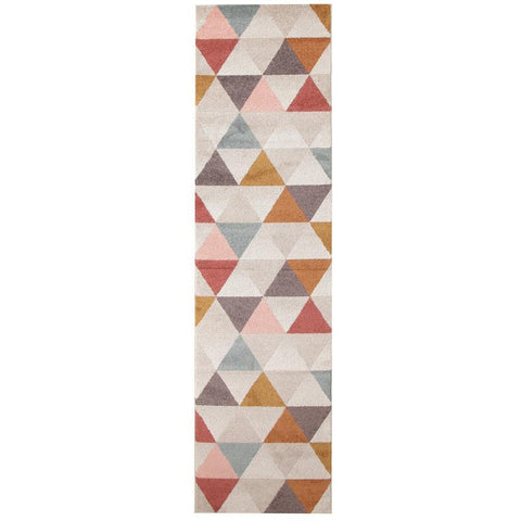 Lima Multi Coloured Triangle Geometric Patterned Modern Runner Rug ...