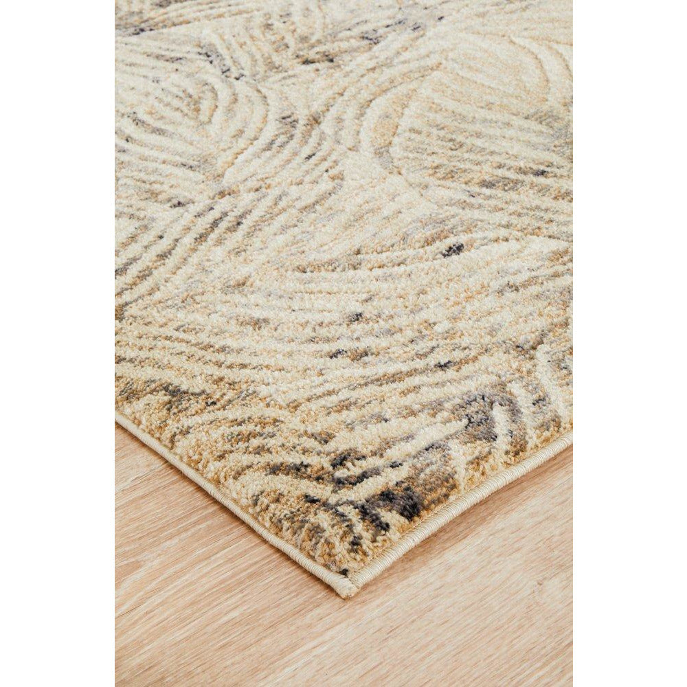 Potenza 494 Charcoal Beige Multi Colour Leaf Patterned Modern Runner Rug - Rugs Of Beauty - 7