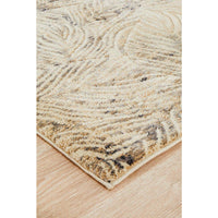 Potenza 494 Charcoal Beige Multi Colour Leaf Patterned Modern Runner Rug - Rugs Of Beauty - 7