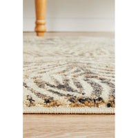 Potenza 494 Charcoal Beige Multi Colour Leaf Patterned Modern Runner Rug - Rugs Of Beauty - 6