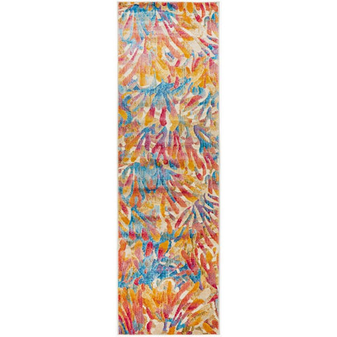 Potenza 495 Tropical Multi Colour Patterned Modern Runner Rug - Rugs Of Beauty - 1