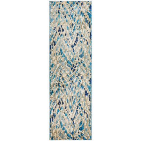Potenza 496 Blue Multi Colour Abstract Patterned Modern Runner Rug - Rugs Of  Beauty - 1