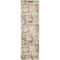 Potenza 501 Stone Rose Blue Multi Colour Abstract Patterned Modern Runner Rug - Rugs Of Beauty - 1