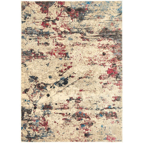 Potenza 501 Stone Rose Blue Multi Colour Abstract Patterned Modern Rug - Rugs Of Beauty - 1