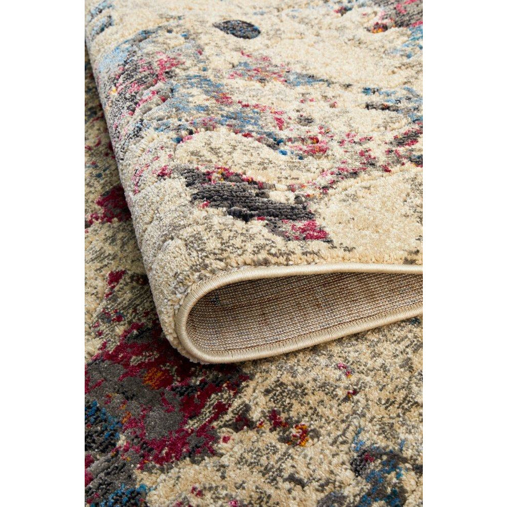 Potenza 501 Stone Rose Blue Multi Colour Abstract Patterned Modern Rug - Rugs Of Beauty - 9