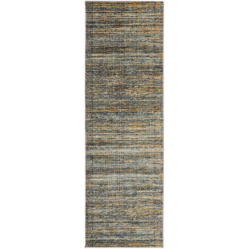 Potenza 502 Grey Blue Gold Multi Colour Abstract Patterned Modern Runner Rug - Rugs Of Beauty - 1