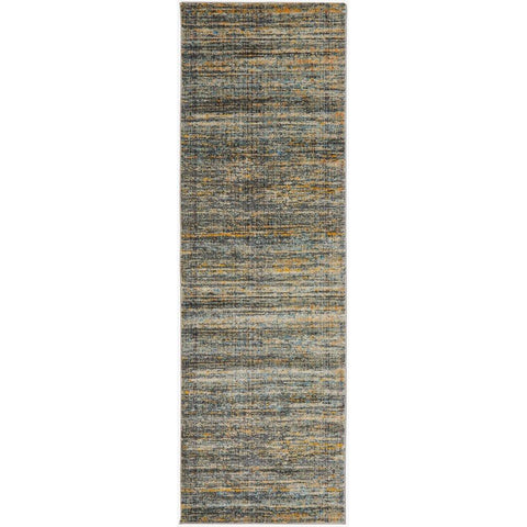 Potenza 502 Grey Blue Gold Multi Colour Abstract Patterned Modern Runner Rug - Rugs Of Beauty - 1