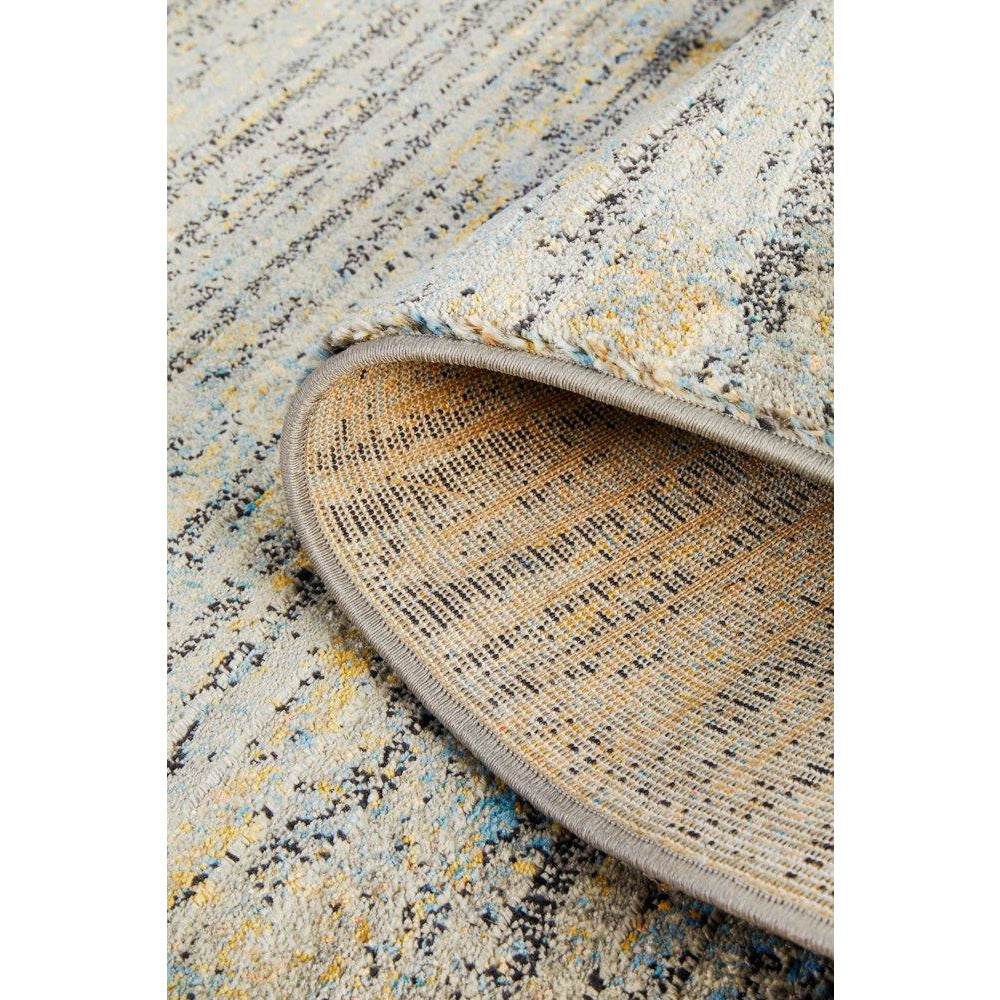 Potenza 502 Grey Blue Gold Multi Colour Abstract Patterned Modern Runner Rug - Rugs Of Beauty - 7