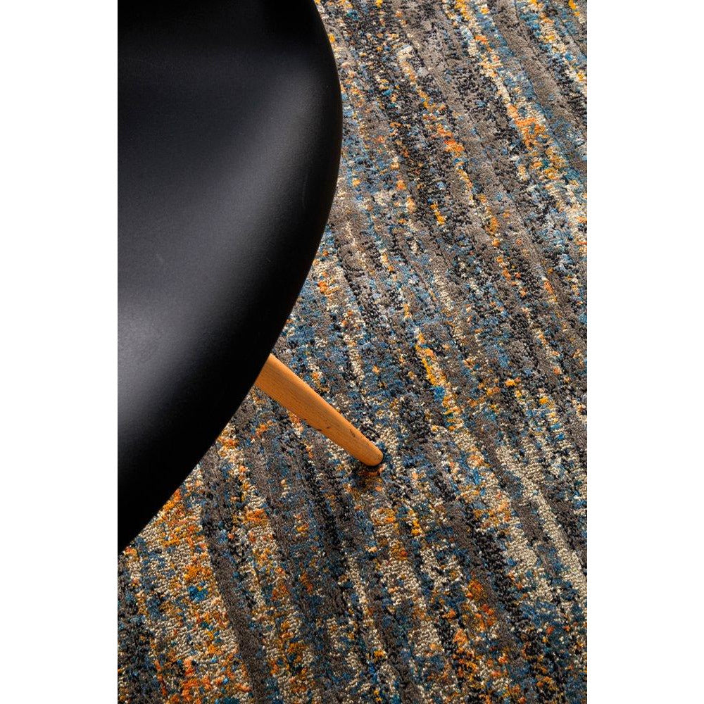 Potenza 502 Grey Blue Gold Multi Colour Abstract Patterned Modern Rug - Rugs Of Beauty - 5