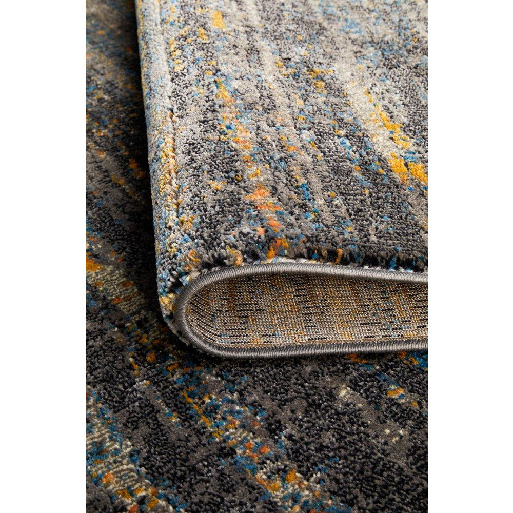 Potenza 502 Grey Blue Gold Multi Colour Abstract Patterned Modern Rug - Rugs Of Beauty - 8