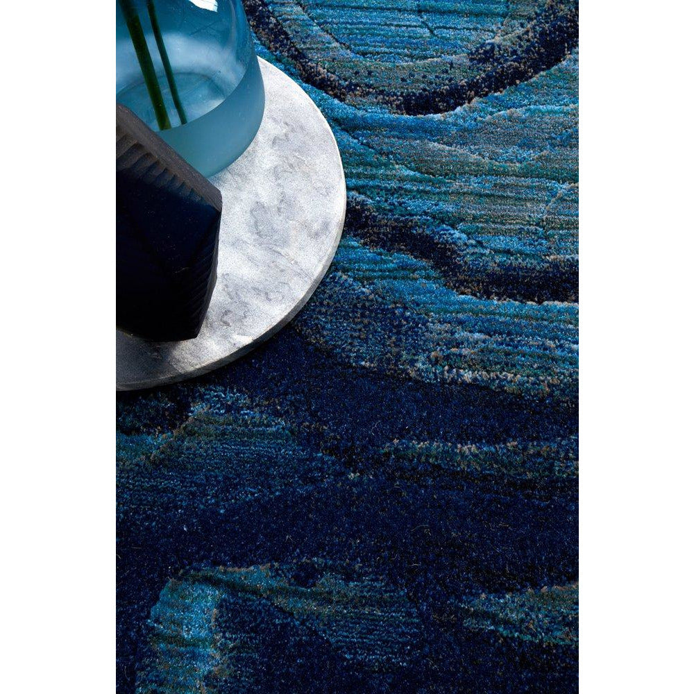 Potenza 503 Blue Waves Multi Colour Abstract Patterned Modern Rug - Rugs Of Beauty - 5