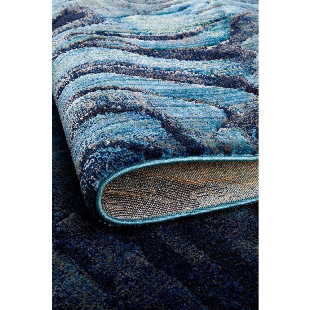 Potenza 503 Blue Waves Multi Colour Abstract Patterned Modern Rug - Rugs Of Beauty - 9