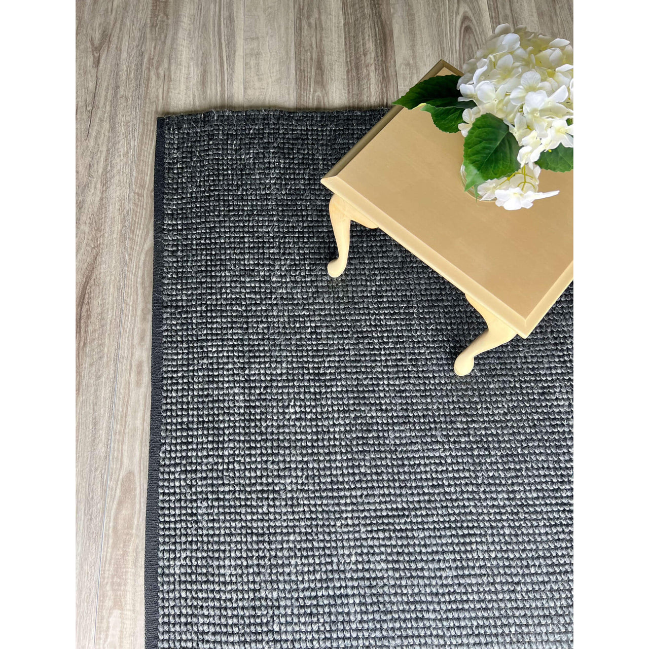 Althea Loop Black Wool Polyester Rug - Rugs Of Beauty - 2