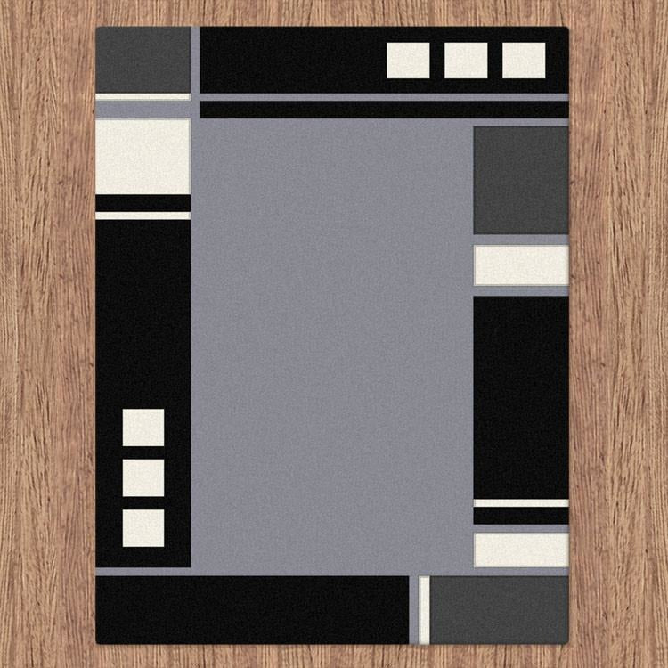 Dover Grey Black Abstract Multi Coloured Border Modern Rug - 4